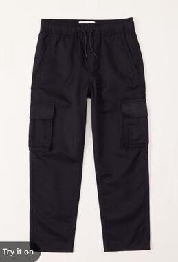 Abercrombie Boys Black Cargo Jogger Pants, New 11/12